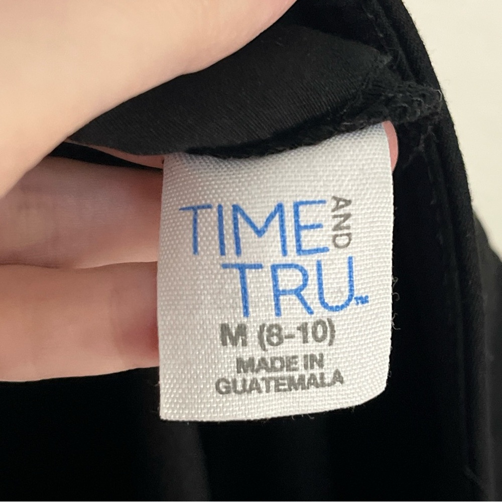 Time And Tru Black Capri Pants Cropped Pedal Pushers Pull On Stretch Sz M 8-10 - Picture 7 of 10